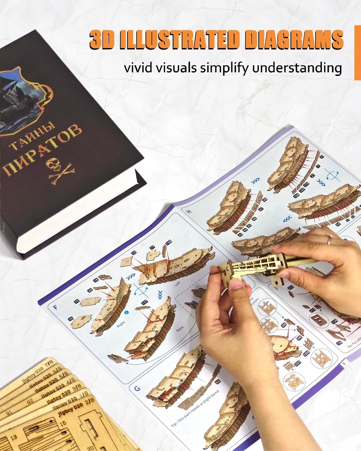 Challenging Flying Dutchman 3D Wooden Puzzles for Adults Pirate Ship Model Kit to Build - Ideal Christmas or Birthday Gift for Puzzle Enthusiasts-uFunSpace