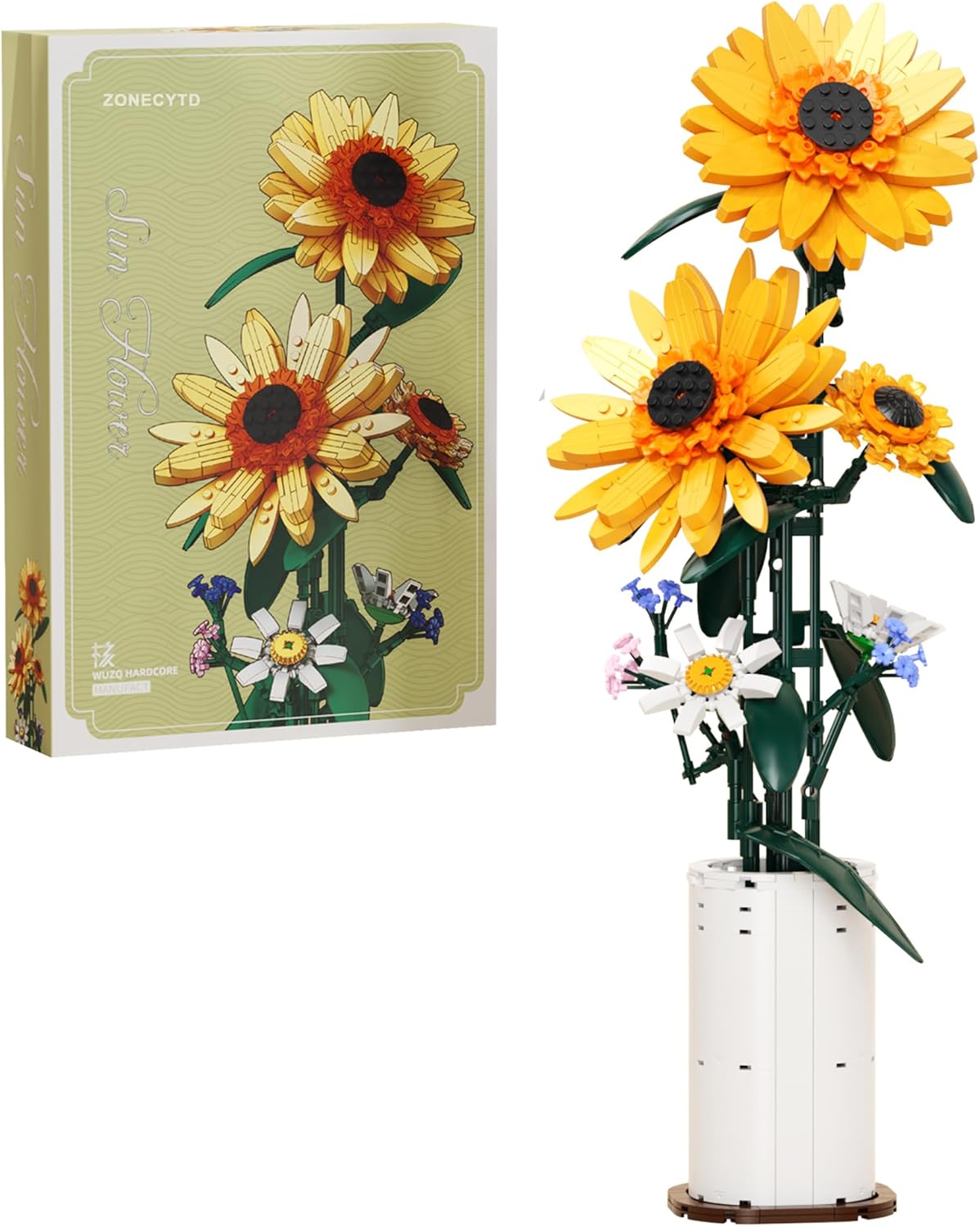Sunflower Building Blocks Sets Flower Bouquet with Vase for Adults Teens, Flower Garden Building Toys for Girls Boys Home Decor - 821Pcs-uFunSpace