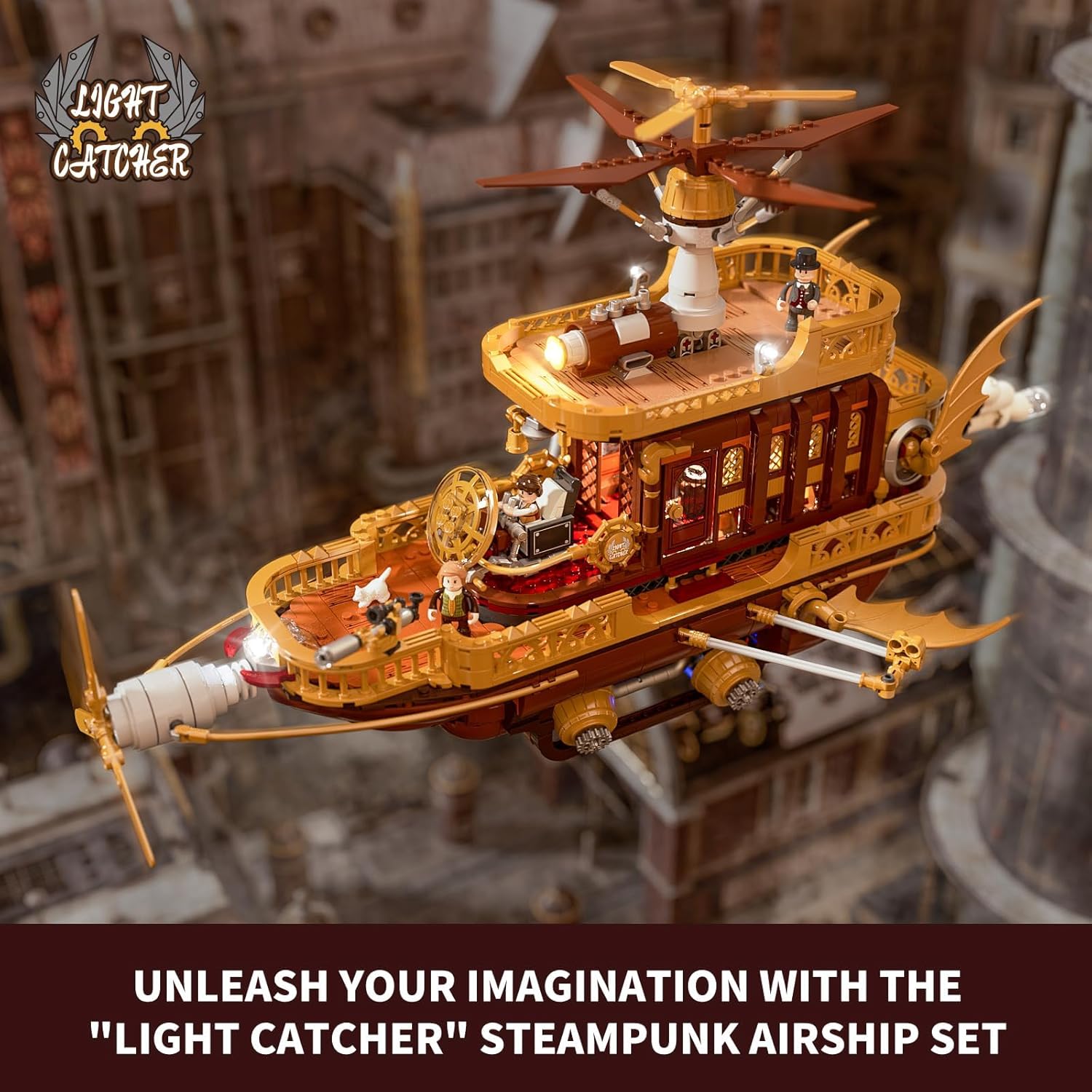 Steampunk Airship 'Light Catcher' - 1641 PCS Adult Construction Building Model Set for Adults and Teen-uFunSpace