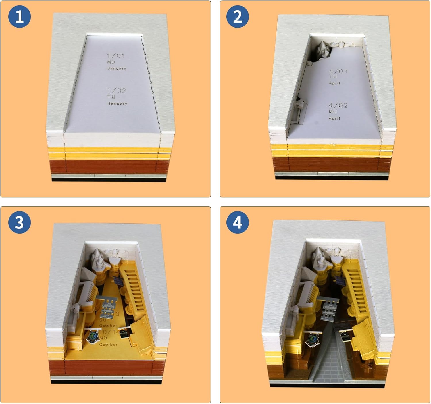 2025 Time Piece Calendar Memo Pad, Diagonal Alley Desk Calendar Notepad With Light, 3D Memo Pad DIY Decoration Gift-uFunSpace