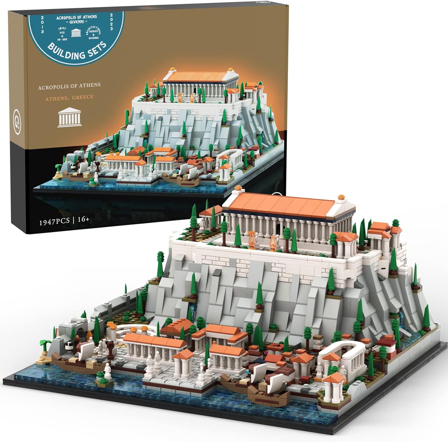 Architecture Landmark Collection The Acropolis in Athens Building Block Set; Collectible Model for Adults; LEGO Compatible (1,947 pieces)-uFunSpace