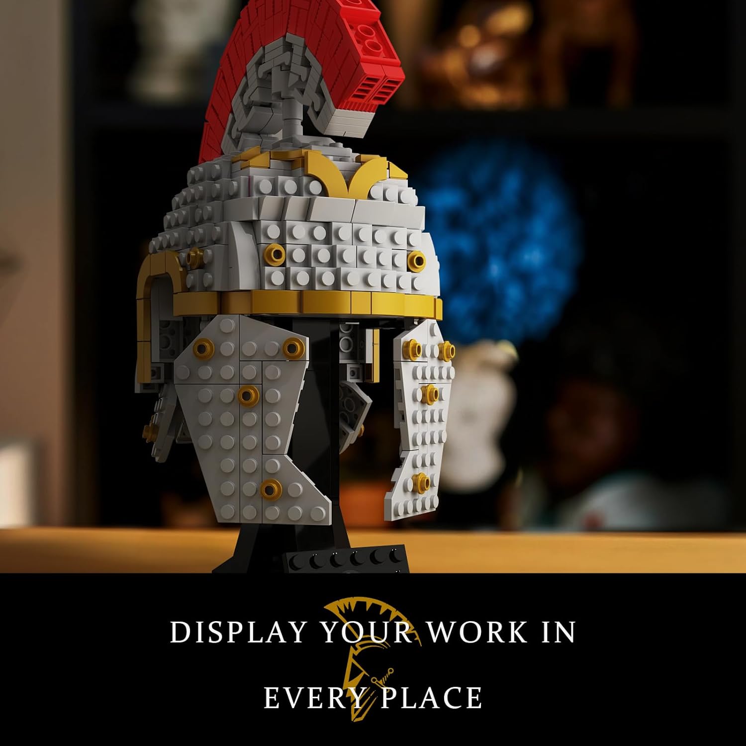 Roman Centurion Helmet Building Blocks Set, Compatible with LEGO, STEM Gift Toys, Suitable for Boys Aged 8-14, Adult Building Display Model Kit, Gift Idea, Collectible Home Decor Model, (596 Pieces)-uFunSpace