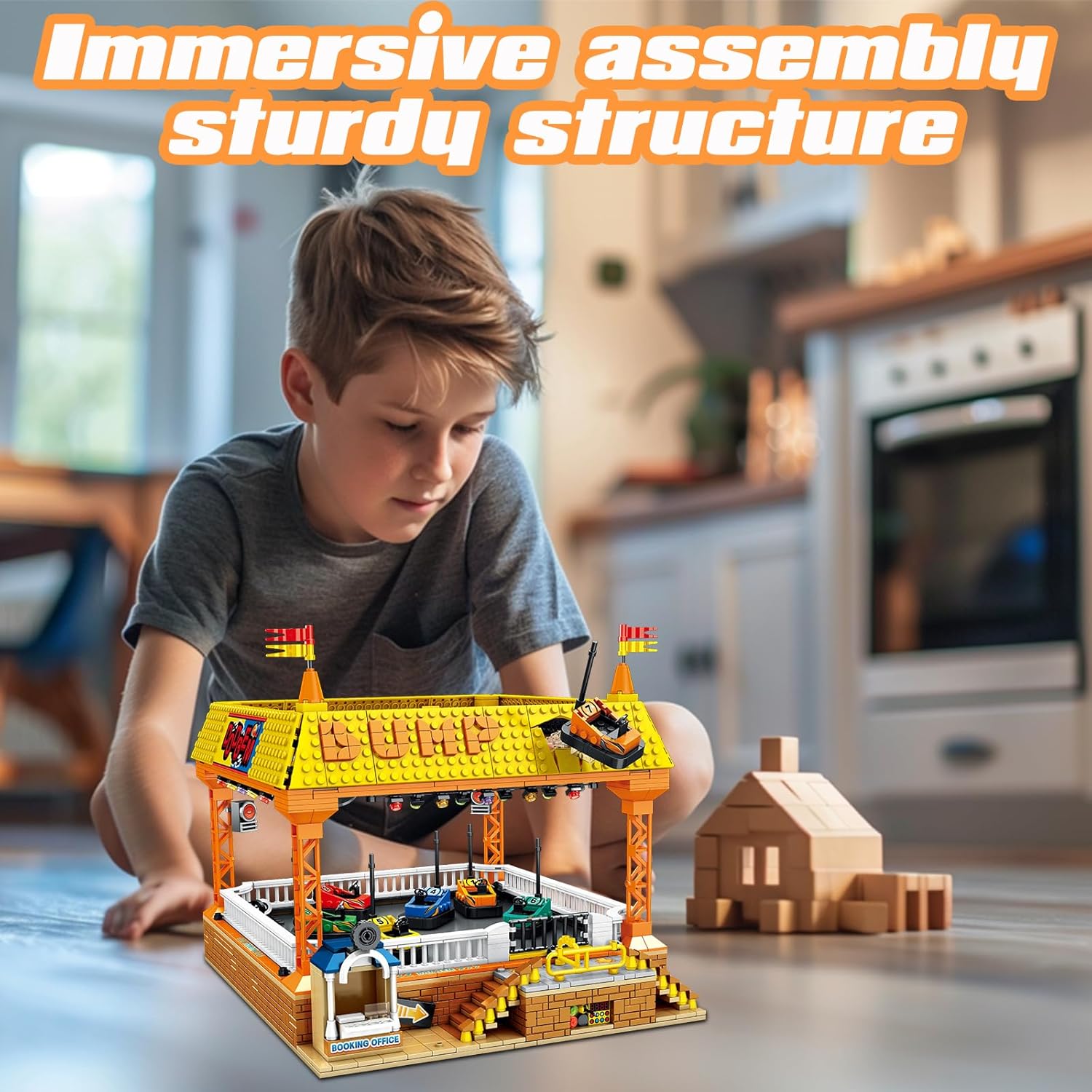 Bumper Cars Building Blocks Set. Large Amusement Park Model Kit for Teen Boys Son, Girls, Nephews, Block Lovers. Kids Puzzles with Motors, Christmas Children's Day Birthday Gifts-1840 PCS-uFunSpace