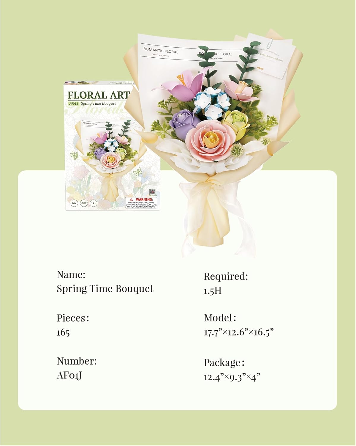 Flower Building Set with Bouquet Packaging,3D Puzzles for Adults, DIY Miniature Kit, Ideal Gift for Home Décor-uFunSpace
