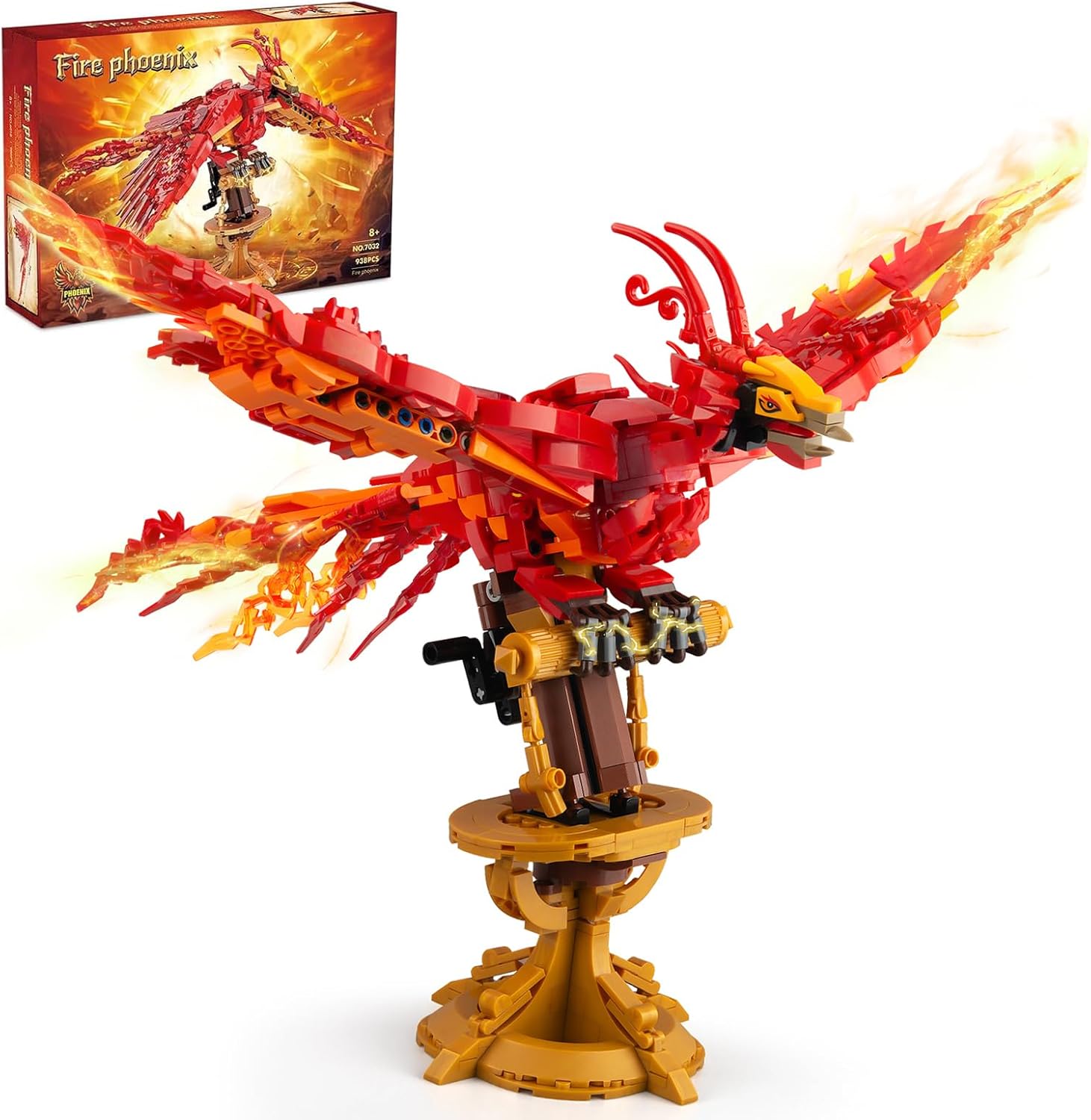 Phoenix Building Set, Bird Animals Set Wings Adjustable Building Kit, Collectible Magic HP Model Toys Gifts for Adults Kids Fans 12+ (938 PCS)-uFunSpace