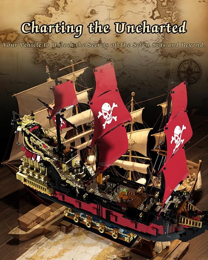 Pirate Ship Building Kit, Queen Anne's Revenge Pirate Ship Building Set for Adults, Building Toys Gift for Kids Boys 8-12, Compatible with Lego Pirate Ship, 3399 PCS-uFunSpace