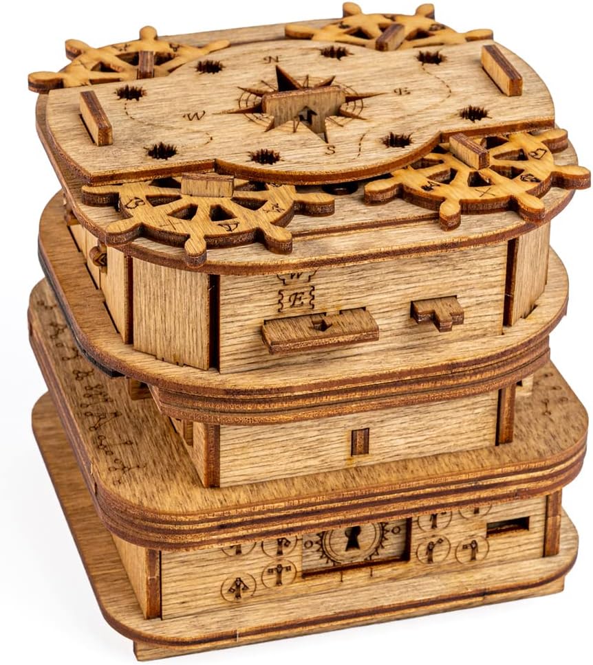 Davy Jones Locker - Escape Room Game - Puzzle Box - Gift Box - 3D Wooden Puzzle for Adults - Wooden Jigsaw - Brain Teaser - Birthday Gift Gadget for Men - Money Box-uFunSpace