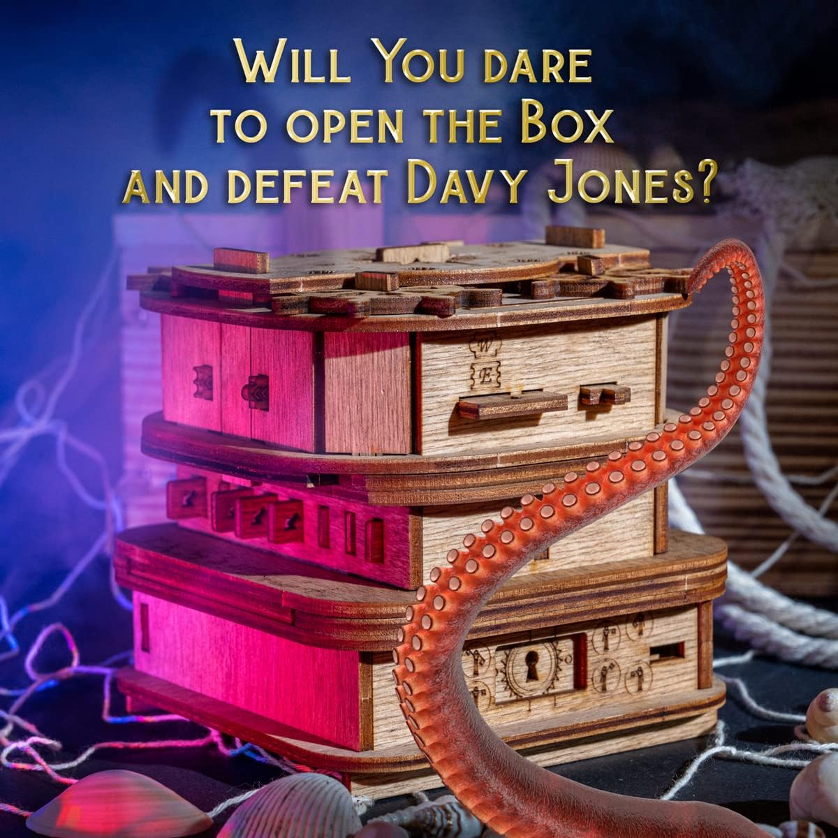 Davy Jones Locker - Escape Room Game - Puzzle Box - Gift Box - 3D Wooden Puzzle for Adults - Wooden Jigsaw - Brain Teaser - Birthday Gift Gadget for Men - Money Box-uFunSpace