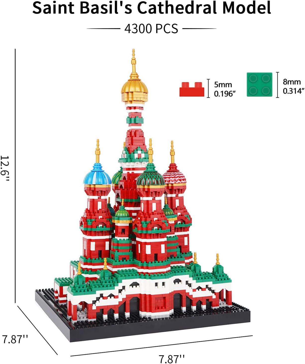 Building Block Set, Saint Basil's Cathedral Architecture Model Micro Mini Blocks, Educational Mini Blocks, 4300 PCS-uFunSpace