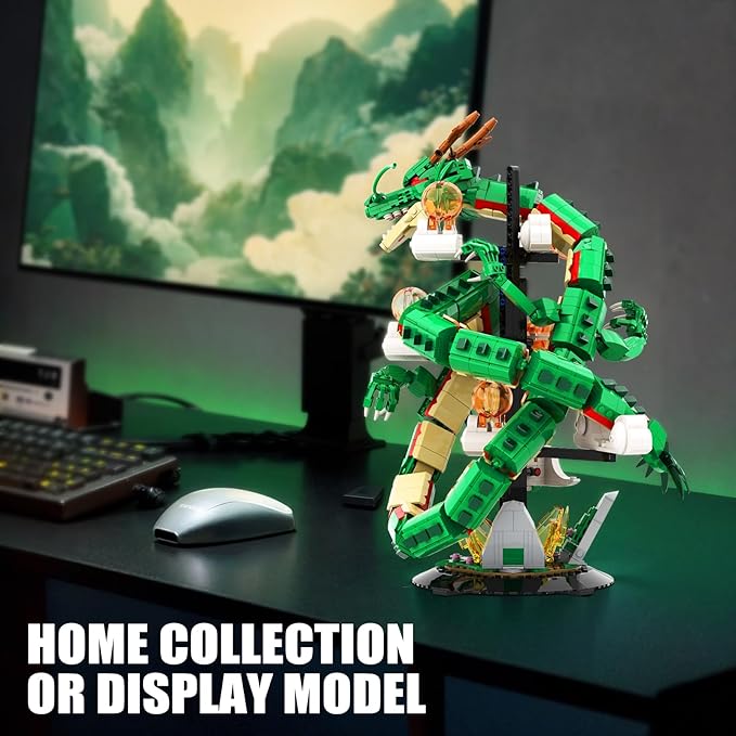 Dragon Building Set for Adult - Cool Dragon Animal Toy Building Set, Mech Dragon Collectible Building Model with 7 Dragon Ball Light, Christmas Birthday Gifts for Teens Kids14+ (1826Pcs-uFunSpace