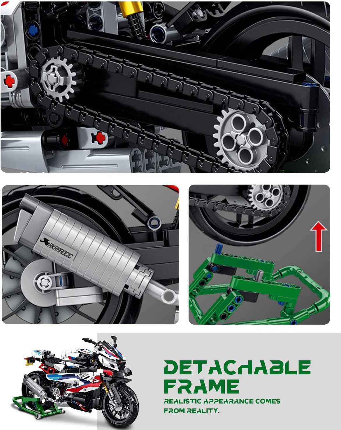 Motorcycle 1000 RR Model Building Blocks Set, 912 Blocks, MOC Toys as Gift for Kids or Adults