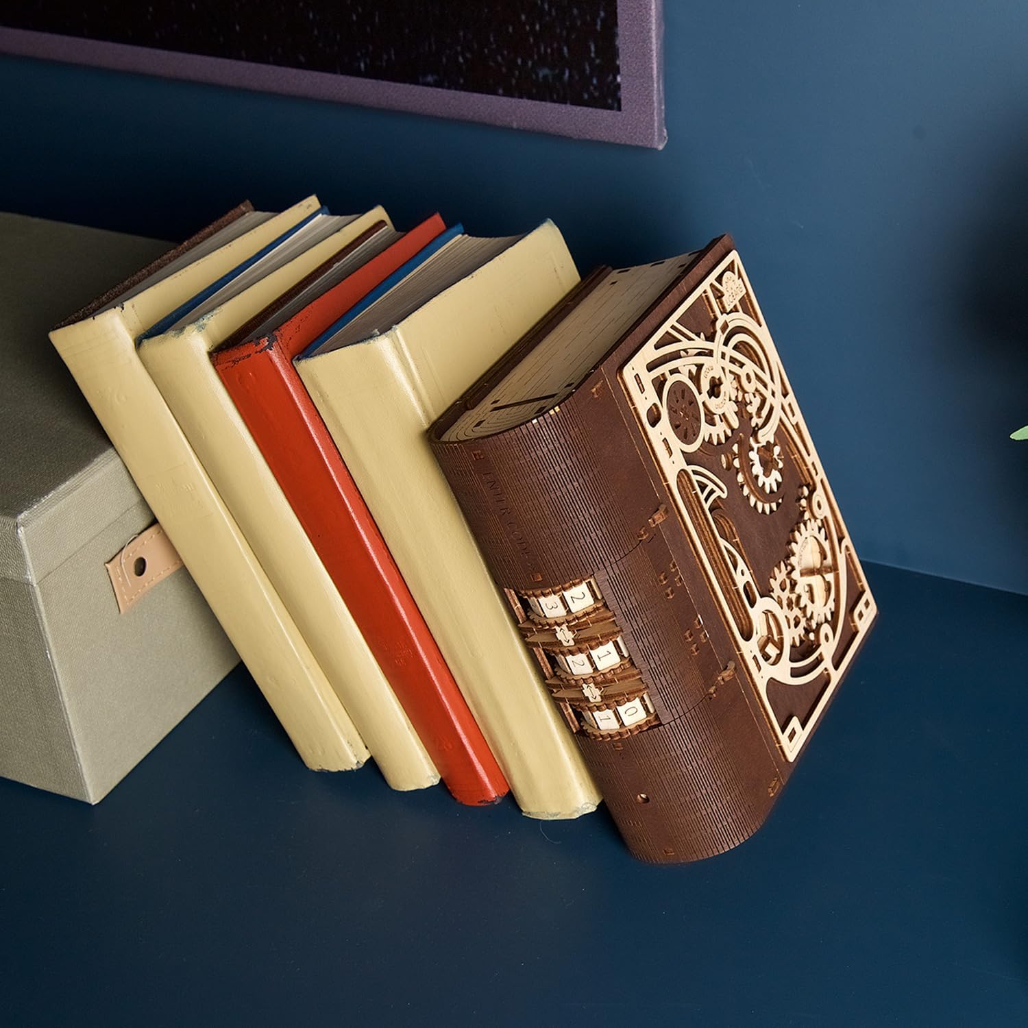 Book of Secrets 3D Puzzle Box - 3D Wooden Puzzles for Adults, Fun DIY Kits for Adults - Steampunk Combination-Lock Treasure Box Adult Puzzles Unique Gift for Hobby Enthusiasts - 263 Pcs-uFunSpace