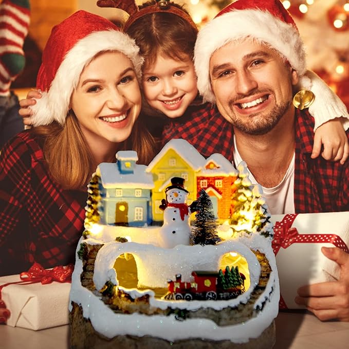 Resin Christmas figurine placed as a home decoration with warm background lighting-uFunSpace