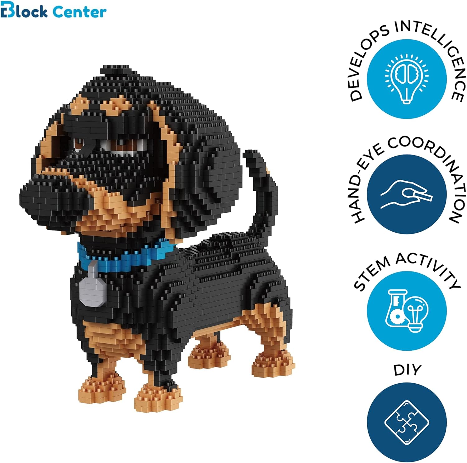 Dachshund Dog 2024 Edition 3D Puzzle 2100 Pieces Building Blocks Set - Mini Block Gift Kit for Kids and Adults (Dachshund)-uFunSpace