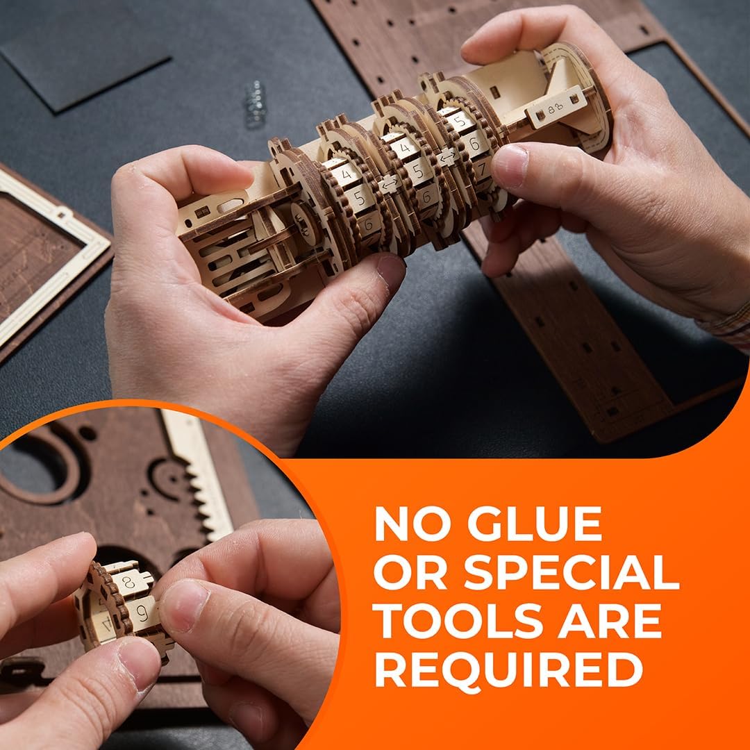 Book of Secrets 3D Puzzle Box - 3D Wooden Puzzles for Adults, Fun DIY Kits for Adults - Steampunk Combination-Lock Treasure Box Adult Puzzles Unique Gift for Hobby Enthusiasts - 263 Pcs-uFunSpace