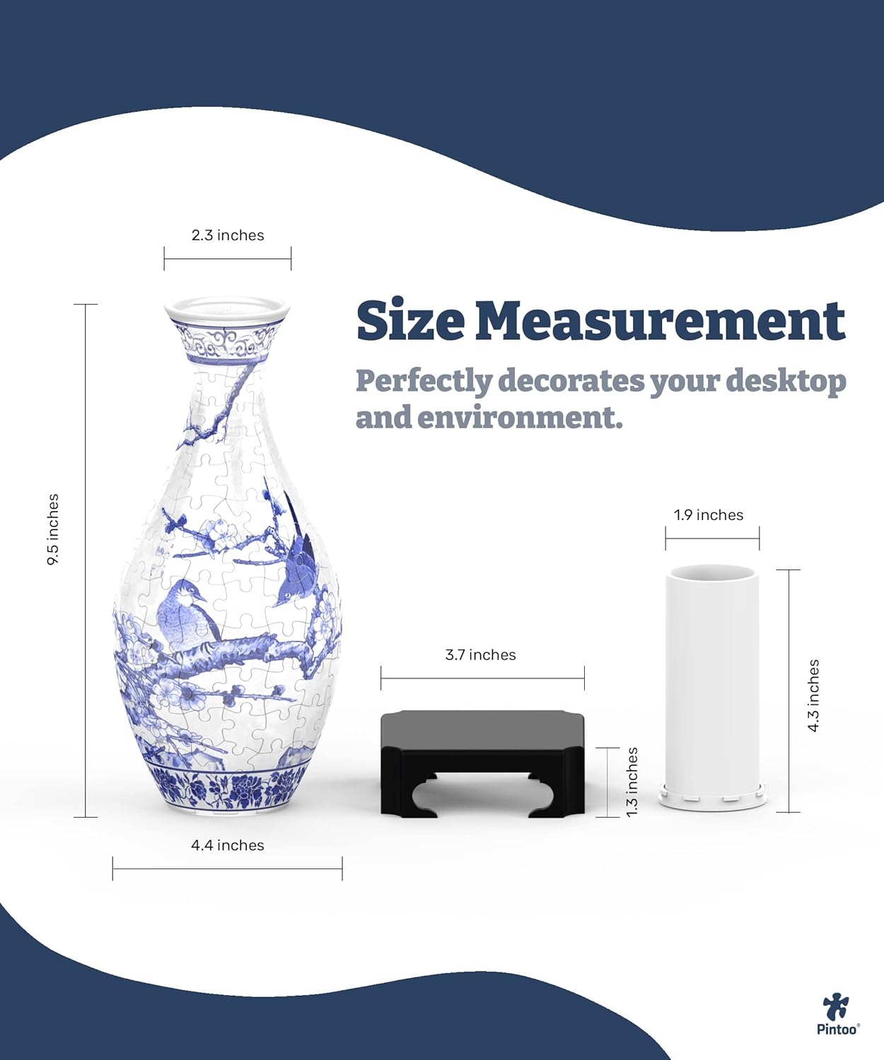 3D Puzzle Vase Unique Flower Vase Made by 160 Curved Plastic Puzzle Pieces House Warming Gift for Flower Arrangements and Home Decoration - [S1025] (Translucent, Magpies on Plum Tree)-uFunSpace