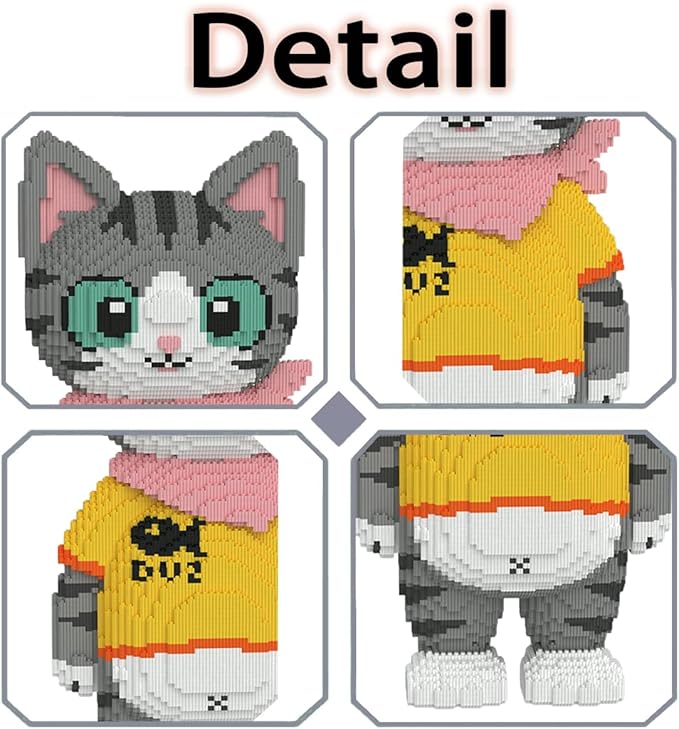 Cute Tuxedo Cat Animal Micro Building Blocks Set (16879Pieces), Big Cat Building Blocks Kit.Cat Lover Gifts for Adults and Kids,Boys & Girls Age 8+-uFunSpace