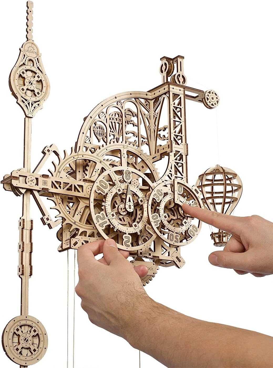 Wooden 3D Puzzles for Adults Aero Clock - Mechanical Puzzles For Adults, Wall 3D Clock Puzzle with Pendulum Model Kit - DIY Miniature Kit Crafts For Adults - Gift for Dad, Men, Family - 320 Pcs-uFunSpace