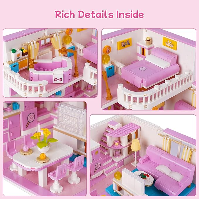 Friends House Building Block Set, Pets Collection Small Brick Model Set, Creative Mini Toy Building Sets, Children’s Day Birthday for Teens Kids Boys Girls 8+, 1096 PCS-uFunSpace