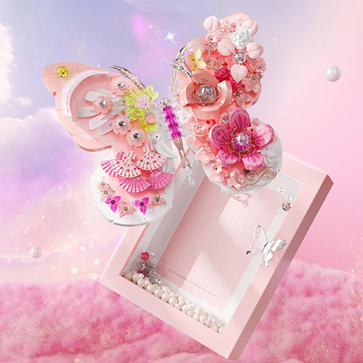 Ideas Flowers Butterfly Collection Building Blocks,Creative Insect Specimen Building Set with Exquisite Frame for Nature Lovers-uFunSpace