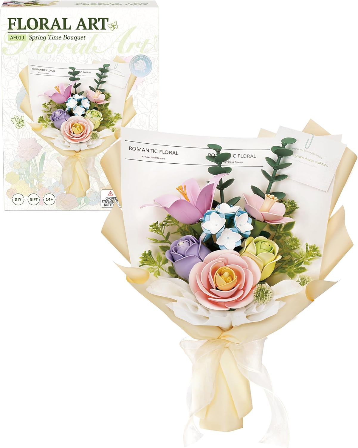 Flower Building Set with Bouquet Packaging,3D Puzzles for Adults, DIY Miniature Kit, Ideal Gift for Home Décor-uFunSpace