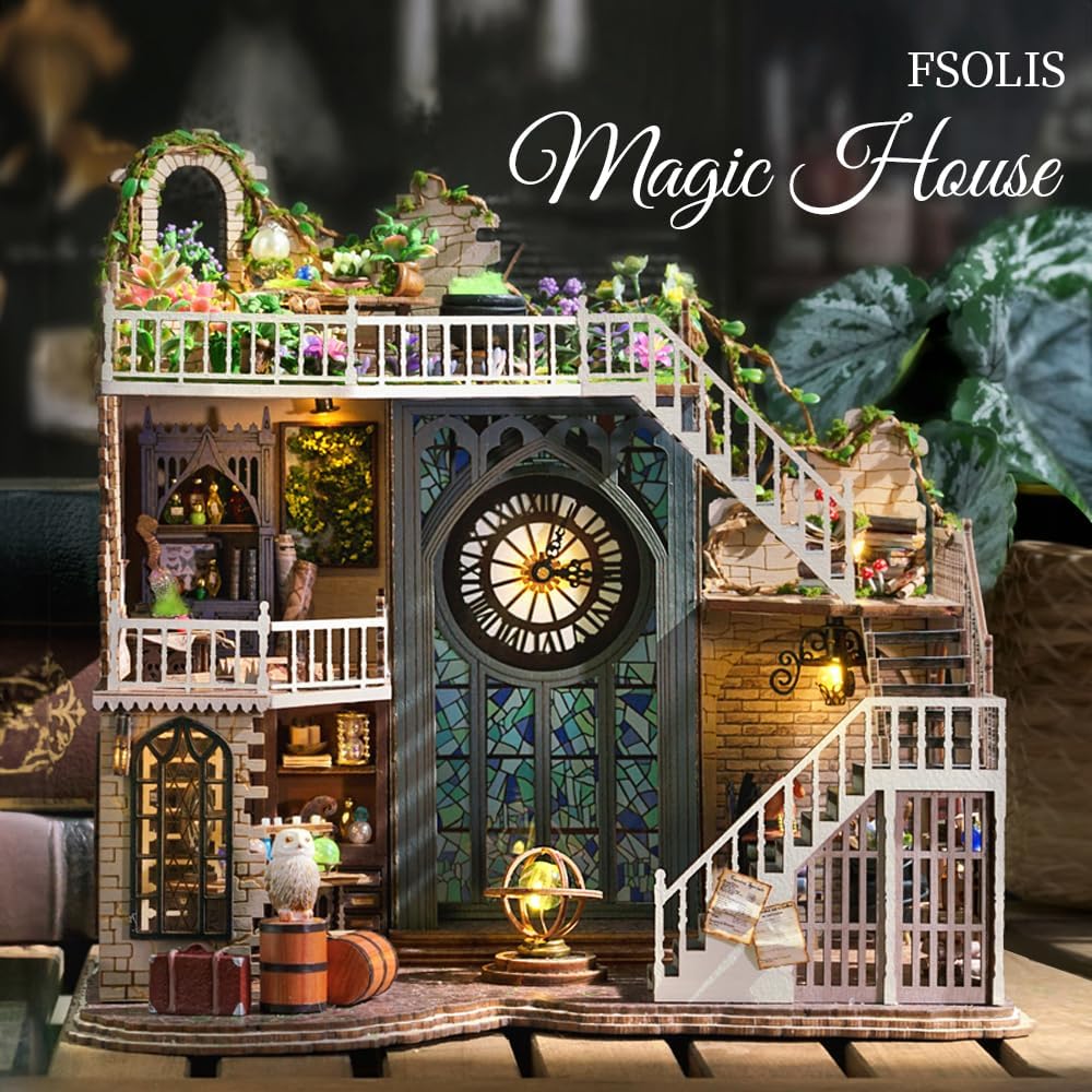 Mini House Kit, DIY Miniature Dollhouse Kit 3D Wooden Puzzle Tiny House Kit Hobbies for Women Adult Craft Gifts for Teens-uFunSpace