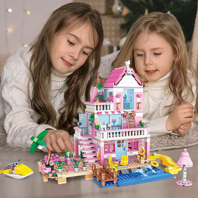 Seaside Beach Villa Friends Building Set Compatible with Lego Friends Construction Educational Toy for Kids Age 8-12 and Up 822 PCS-uFunSpace