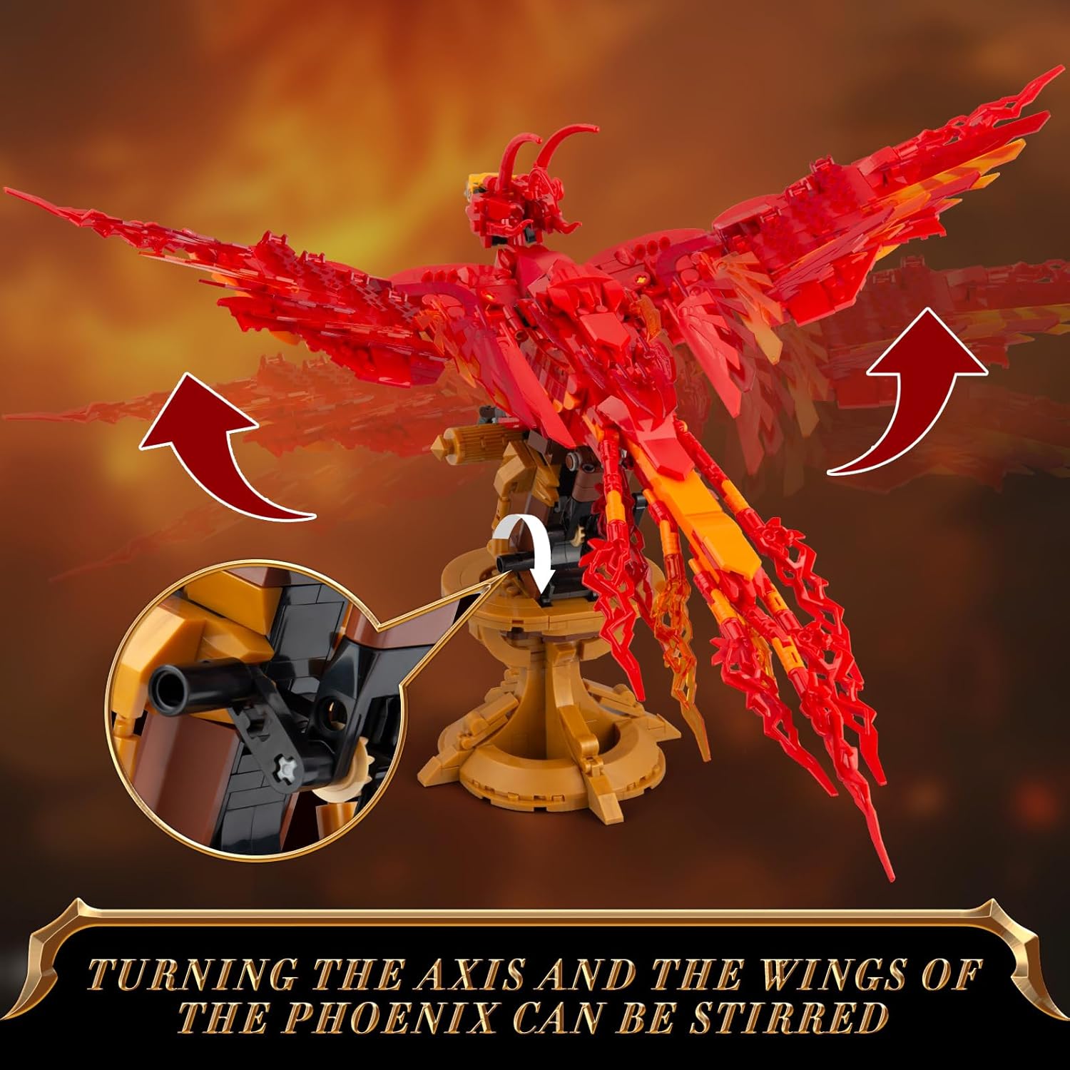 Phoenix Building Set, Bird Animals Set Wings Adjustable Building Kit, Collectible Magic HP Model Toys Gifts for Adults Kids Fans 12+ (938 PCS)-uFunSpace