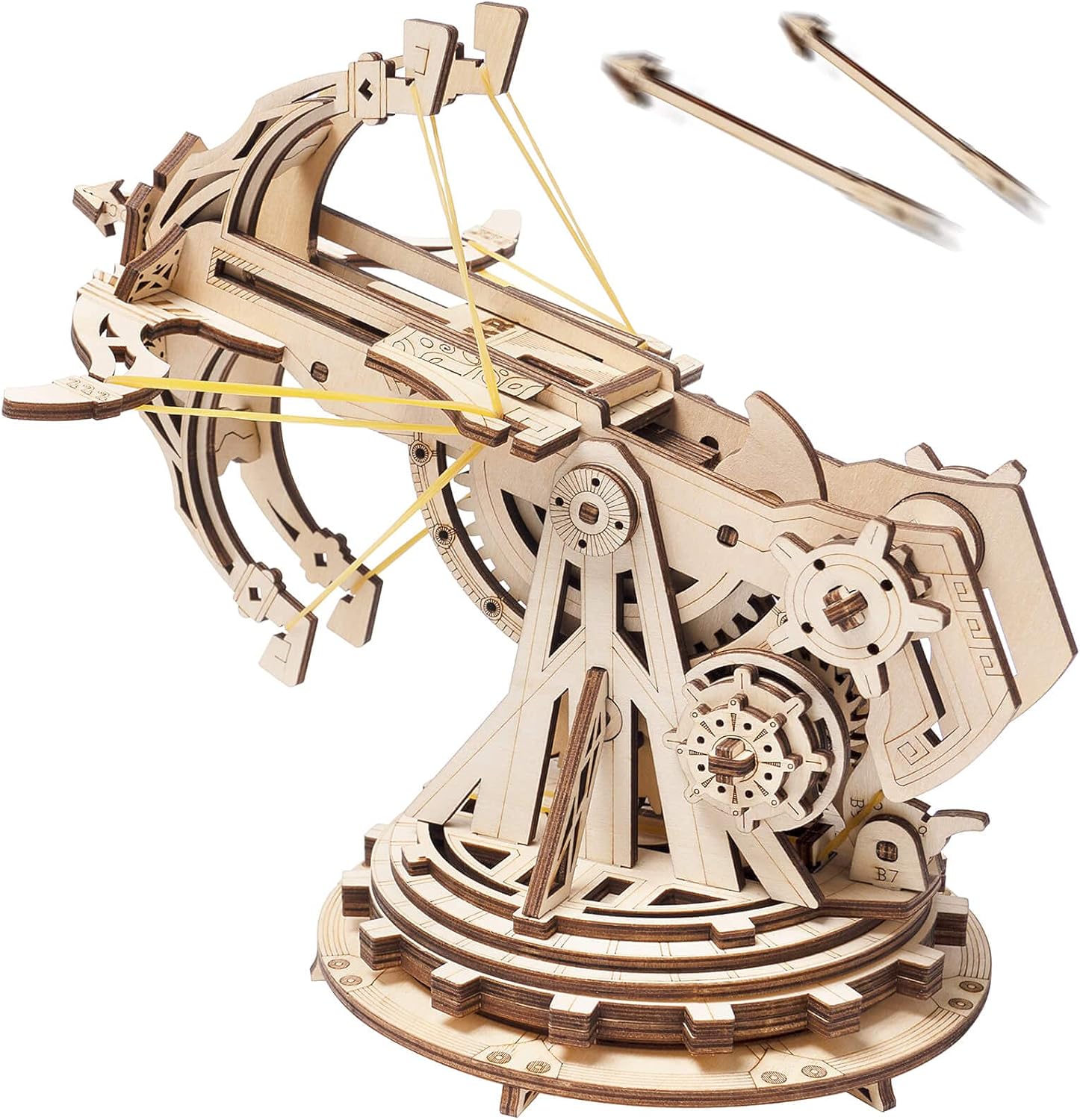 3D Wooden Puzzles for Adults, DIY Wooden Ballista Launcher Toys Building Model Kits STEM Projects Toys for Boys/Girls-uFunSpace