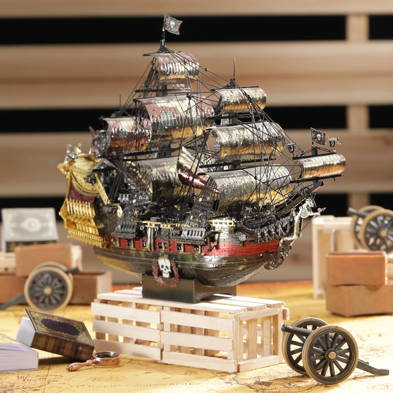 3D Metal Puzzles for Adults, The Queen Anne's Revenge Pirate Ship Model Kits, 3D Watercraft Model Building Kit, DIY Craft Kits Difficult 3D Puzzles for Family Time-uFunSpace