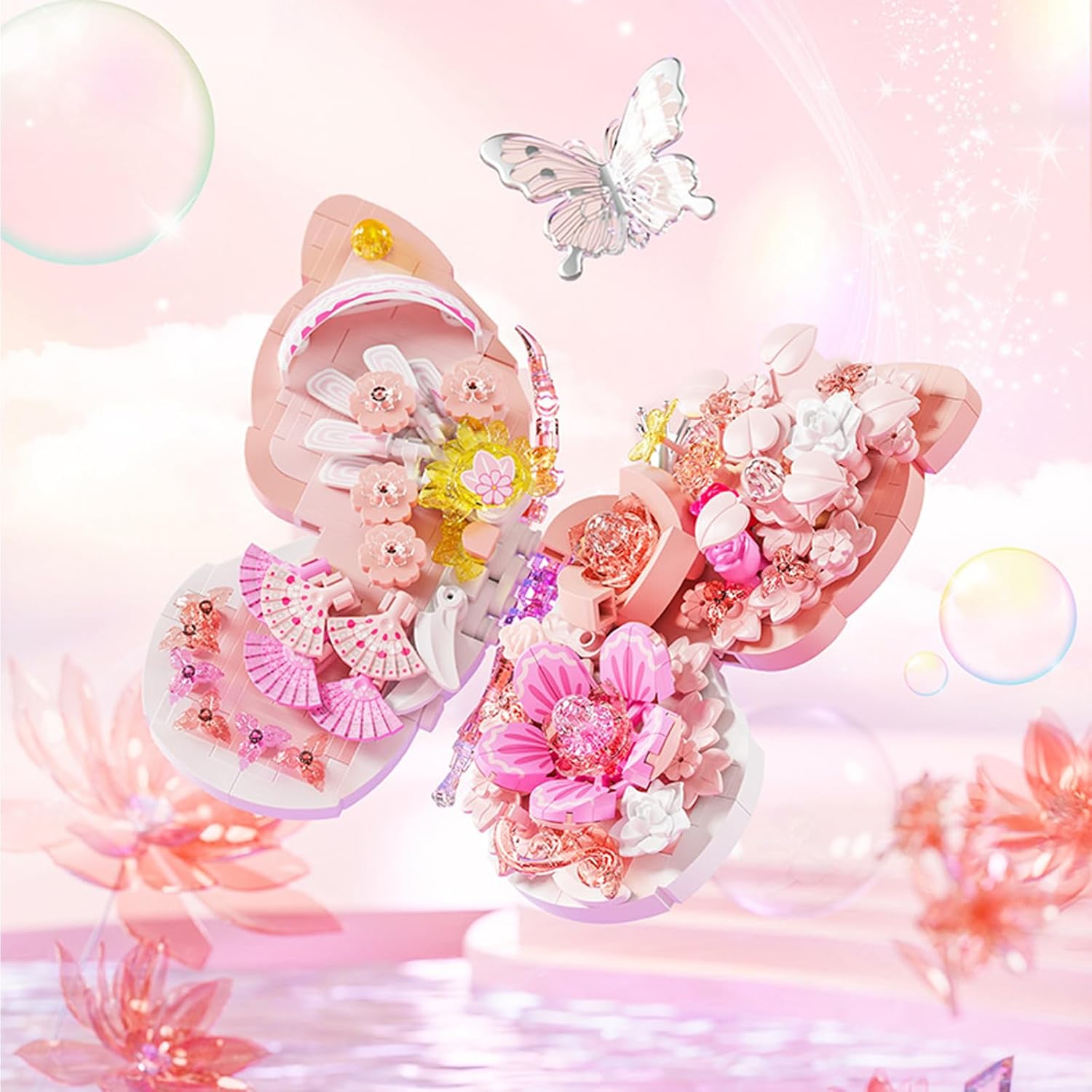 Ideas Flowers Butterfly Collection Building Blocks,Creative Insect Specimen Building Set with Exquisite Frame for Nature Lovers-uFunSpace