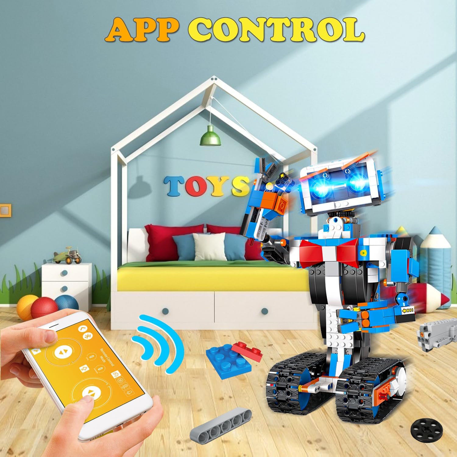 Robot Building Toys for Boys, STEM Projects for Kids Ages 8-12, Remote & APP Controlled Engineering Learning Educational Coding DIY Building Kit Rechargeable Robot Toy Gifts for Girls (635 Pieces)-uFunSpace