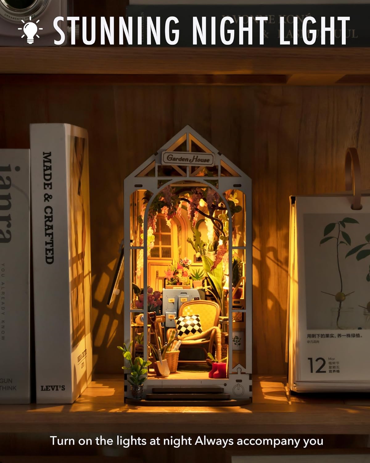 Glowing Night Light Effect - Cozy Illuminated Flower House-uFunSpace