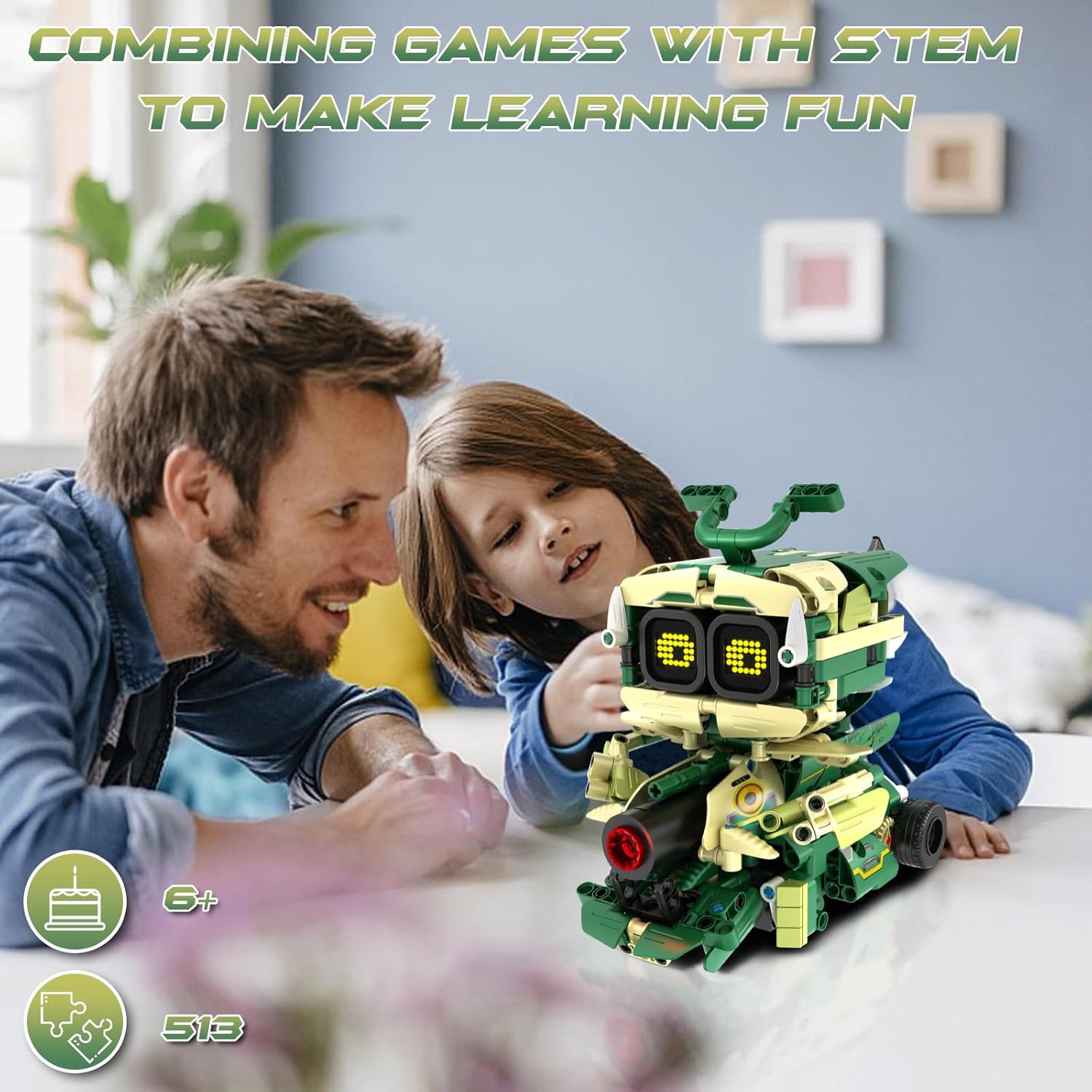 Building Block Toys for Kids Aged 6-14, Remote Control and App Control 3 in 1 STEM Robot Building Block Set with Music Spray, 513 Pieces Building Block Set, Birthday Christmas Gift Ideas for Boys and Girls-uFunSpace