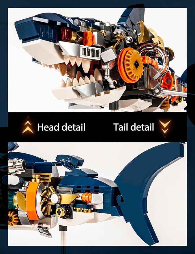 Ocean Series Shark Building Blocks Set (687Pieces) Creative Sea Animal Model Gifts for Kid and Adult