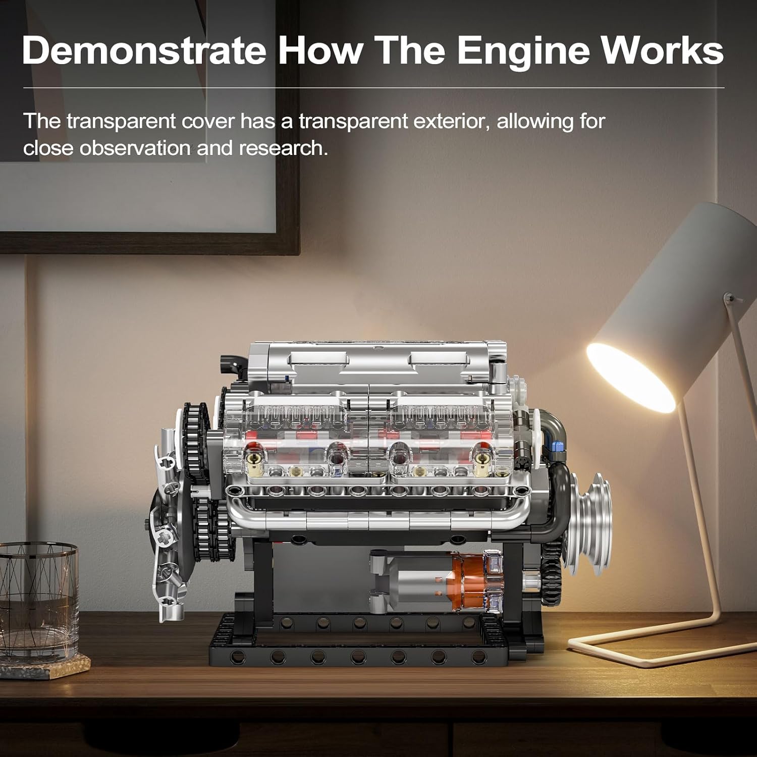 Engine Model Kit - 535 Pcs to Build Your Own Mini Engine That Works - DIY STEM Project for Kids/Teens, Hobby Building Blocks Kit for Adults-uFunSpace