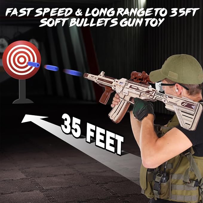 Wooden Gun Puzzles, 3D Wooden Puzzles Gun for Adult with Foam Soft Bullet, Electric Wooden M416 Model Rifle Puzzle Toy Guns, Wood Puzzles DIY Building Kits for Adult Christmas Birthday Gift-uFunSpace