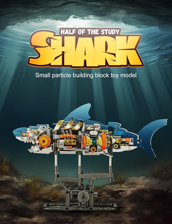 Ocean Series Shark Building Blocks Set (687Pieces) Creative Sea Animal Model Gifts for Kid and Adult