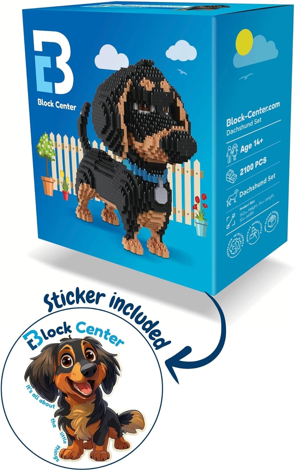 Dachshund Dog 2024 Edition 3D Puzzle 2100 Pieces Building Blocks Set - Mini Block Gift Kit for Kids and Adults (Dachshund)-uFunSpace