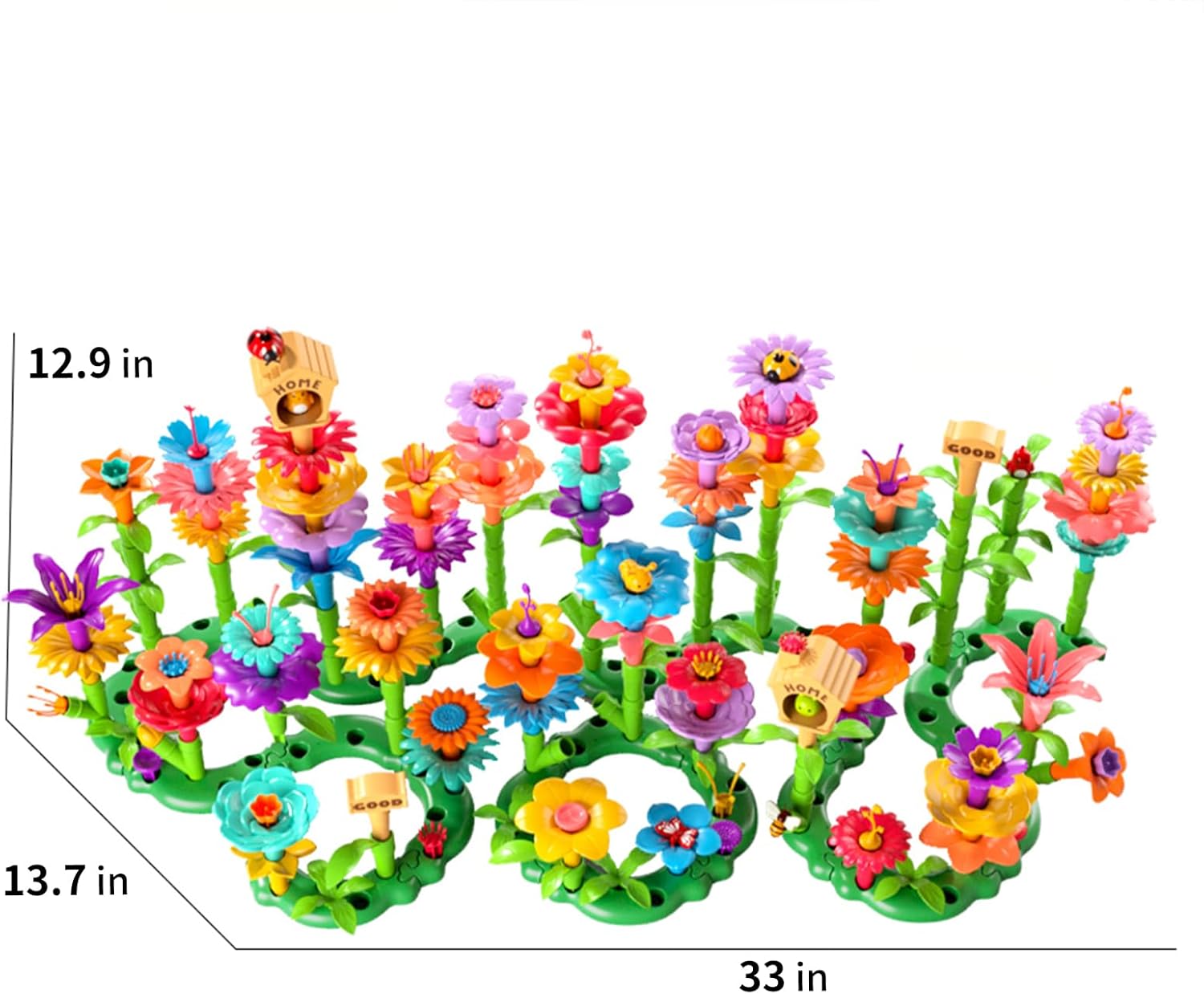 224 Pieces Girls Toys Garden Building Toys, Educational STEM Toys and Preschool Garden Playset for Toddlers 3 4 5 6 7 Years Old Children Boys Girls, Flower Stacking Toys for 3-6 Years Old-uFunSpace