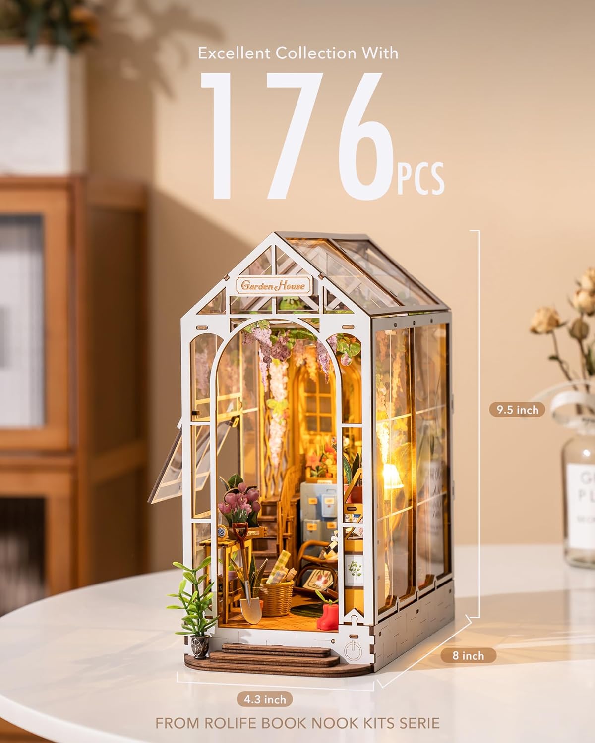 176-Piece 3D Puzzle Model - Detailed Floral Bookshelf Decor-uFunSpace