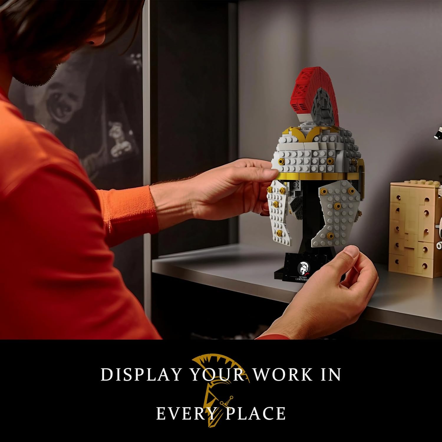 Roman Centurion Helmet Building Blocks Set, Compatible with LEGO, STEM Gift Toys, Suitable for Boys Aged 8-14, Adult Building Display Model Kit, Gift Idea, Collectible Home Decor Model, (596 Pieces)-uFunSpace