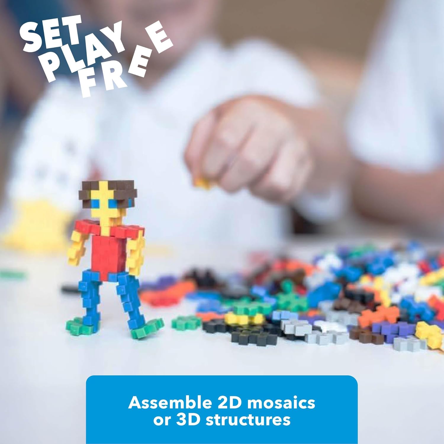 Open Play Set - 600 Piece - Basic Color Mix, Construction Building Stem Toy, Interlocking Mini Puzzle Blocks for Kids-uFunSpace