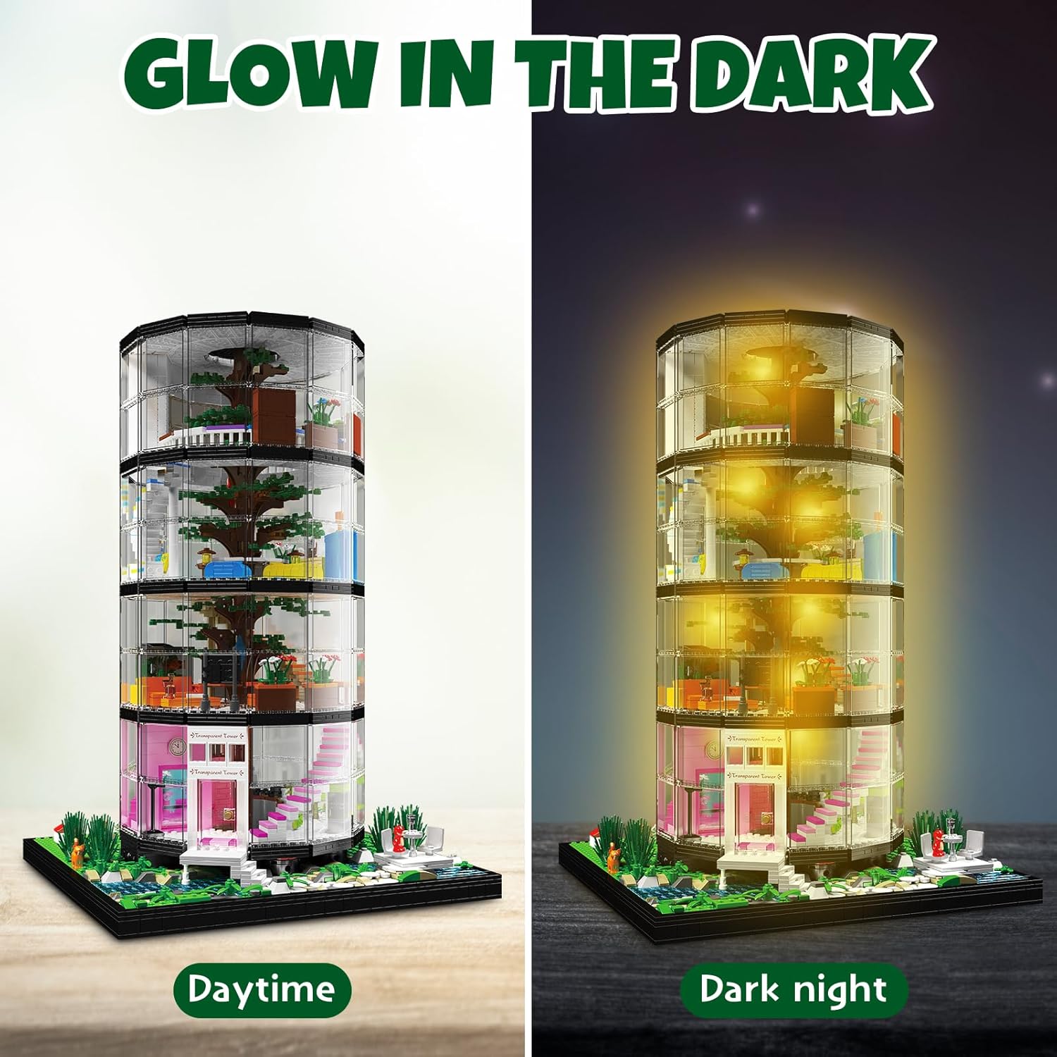 3466 pieces building block toy set for MOC, DIY assembly tower building block toy set with LED light set, splicing street scene building block model kit, suitable for Christmas-uFunSpace