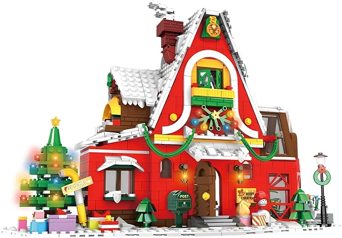 Christmas Gingerbread House Building Block Set Xmas Tree Ornaments Toys Kits Holiday Decorations Gifts for Adults Old Kids 8-12, 6-12, 8+ (1301 PCS)-uFunSpace