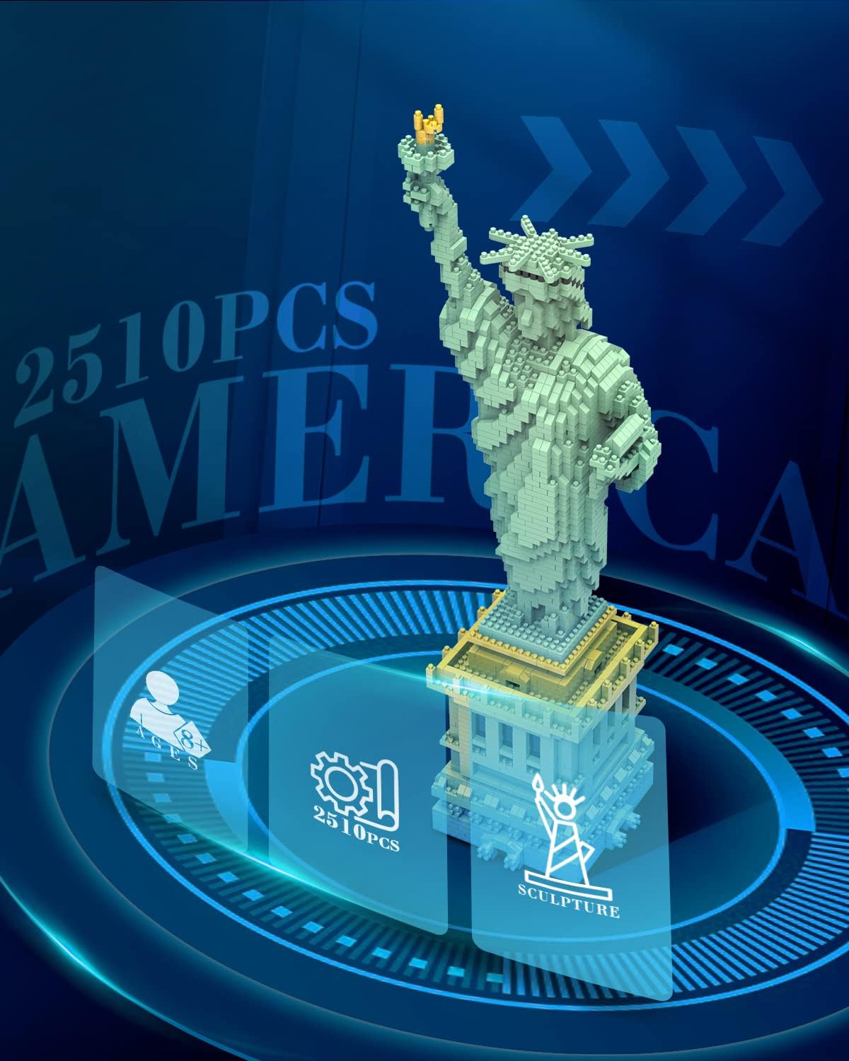 Statue of Liberty Micro Mini Blocks Building Set (2510PCS) - Architectural Model Toys