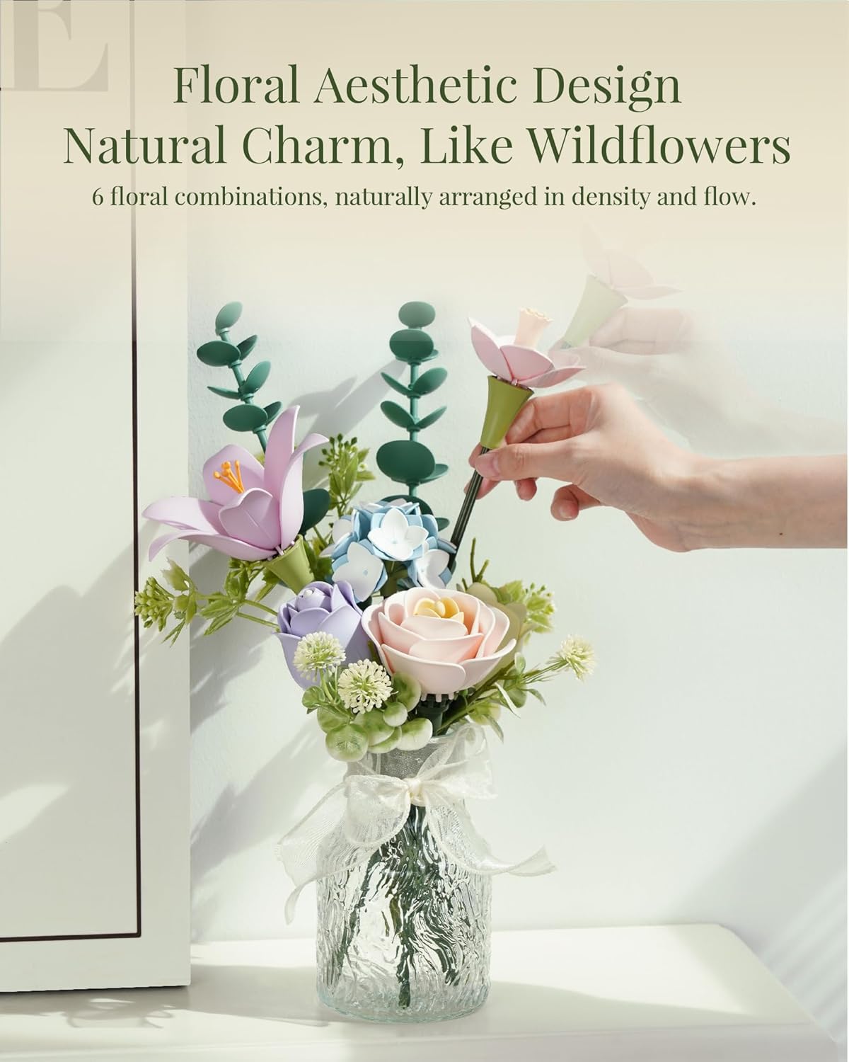 Flower Building Set with Bouquet Packaging,3D Puzzles for Adults, DIY Miniature Kit, Ideal Gift for Home Décor-uFunSpace