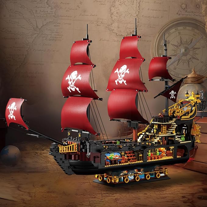 Pirate Ship Building Kit, Queen Anne's Revenge Pirate Ship Building Set for Adults, Building Toys Gift for Kids Boys 8-12, Compatible with Lego Pirate Ship, 3399 PCS-uFunSpace