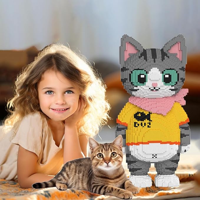 Cute Tuxedo Cat Animal Micro Building Blocks Set (16879Pieces), Big Cat Building Blocks Kit.Cat Lover Gifts for Adults and Kids,Boys & Girls Age 8+-uFunSpace
