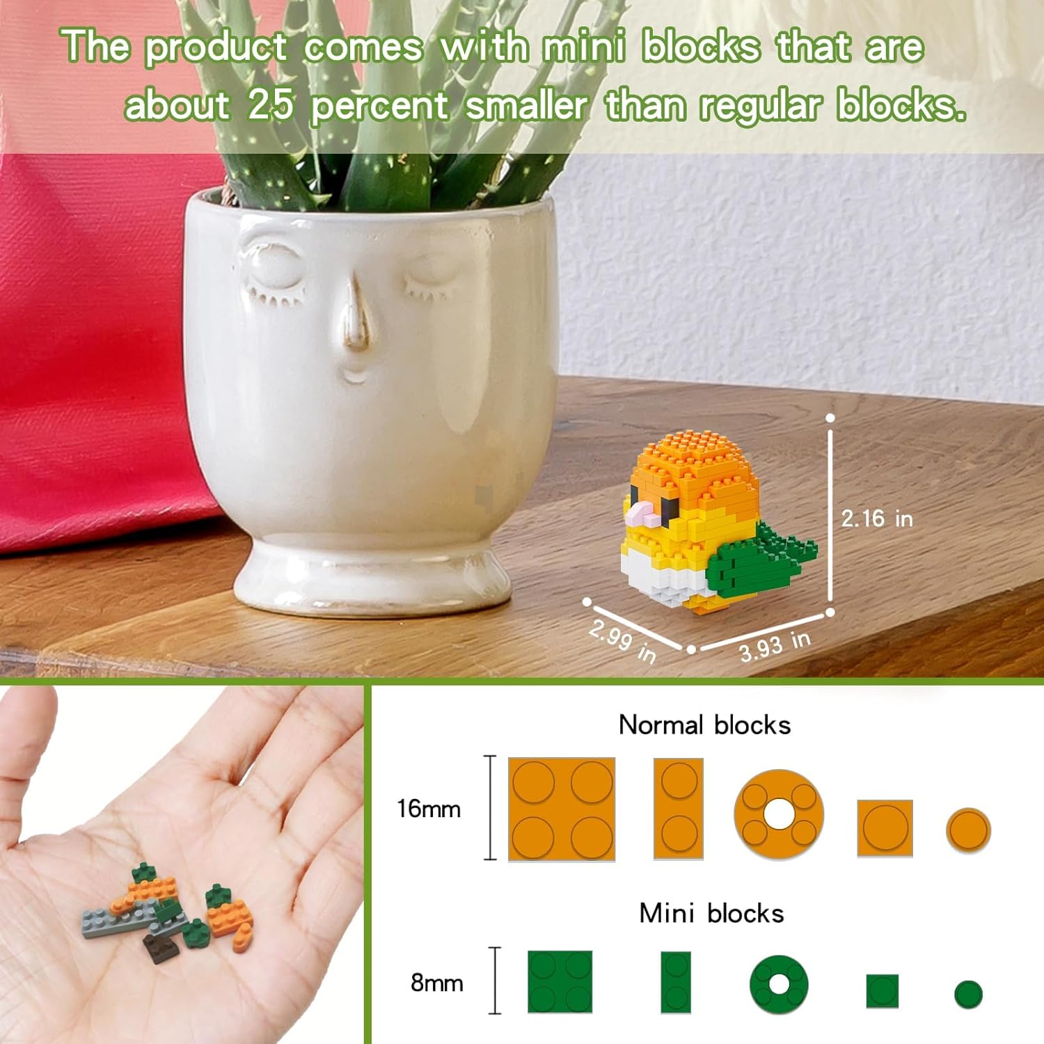 Parrot building block set, 12 color mini building blocks cute bird series children's animal toys, not compatible with Lego birds, miniature building block pet model set, Christmas gift-uFunSpace